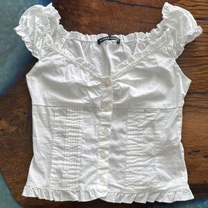 White Ruffled Women's Top